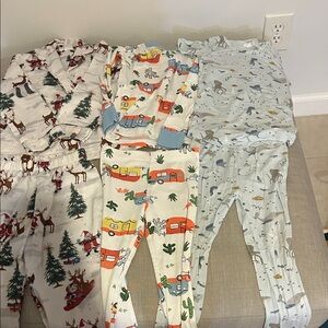 Pottery Barn Kids Pajama Set - Festive and Playful Prints 3 pajama set bundle